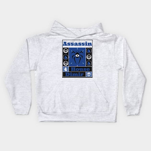 House Dimir | Assassin | MTG Guild Black & Blue on White Design Kids Hoodie by ChristophZombie